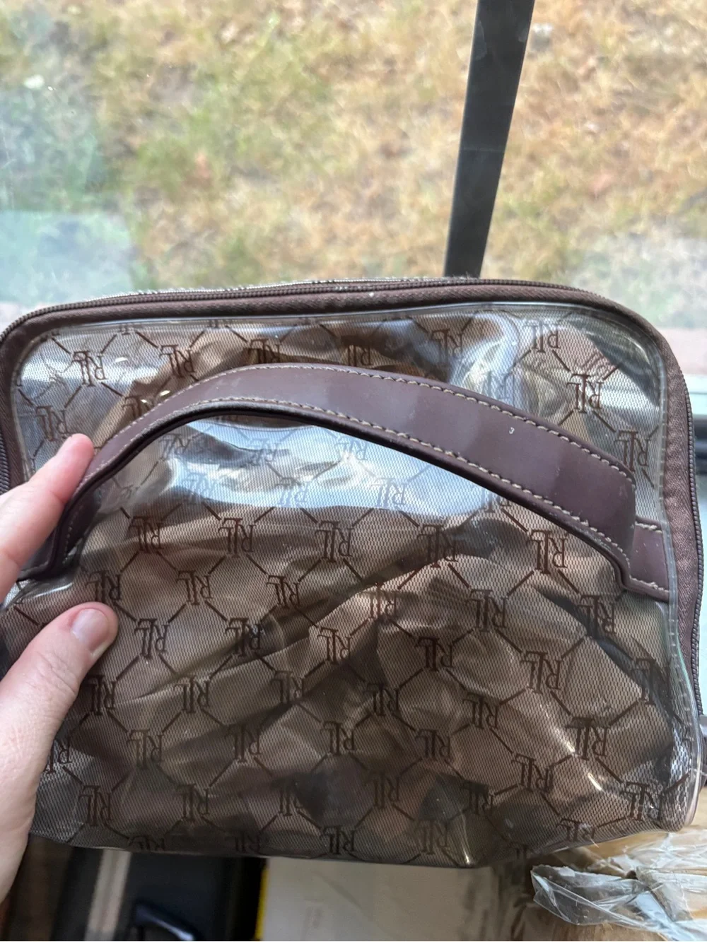 Ralph Lauren Clear w/ Brown RL Monogram Toiletry Bag
